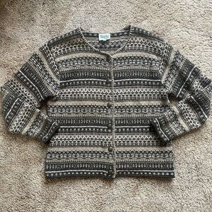 Cottage Cove Women’s Sz Medium Vintage Cardigan Brown Neutral Grannycore Stripe